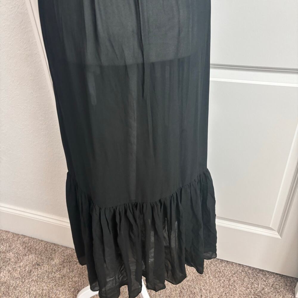 NWT Banana Republic Petite Flounced Hem Midi Dress Sz XS Black Sheer Minimalist - Picture 11 of 16